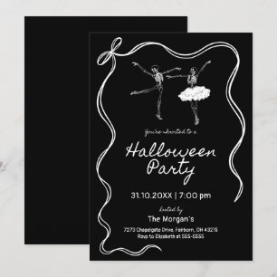 Invitación Partido Halloween de manos negras y blancas