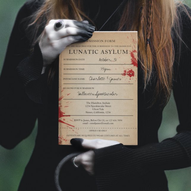 Invitación Partido Halloween de novedad Asilo lunático (Subido por el creador)