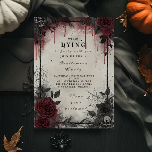 Invitación Partido Halloween de Rosas de Sangre Gótica (Subido por el creador)