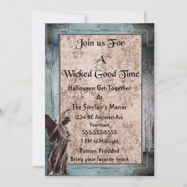 Invitación Partido Halloween del Ángel de la Dámpara del Marc (Anverso)