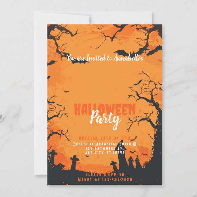 Invitación Partido Halloween del Naranja del Cementerio de Gr (Anverso)