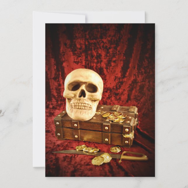 Invitación Partido Halloween del Tesoro del Pirata (Anverso)