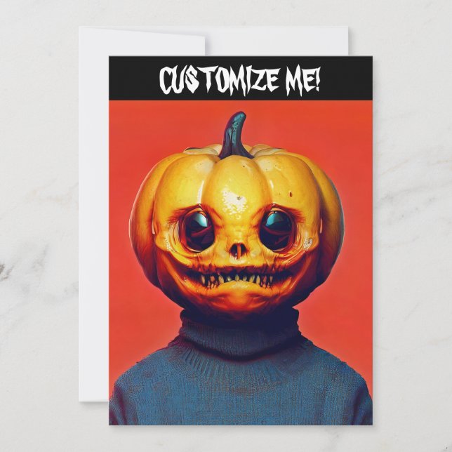 Invitación Partido Halloween Jack-O-Lantern (Anverso)