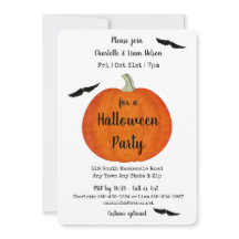 Partido Halloween naranja y Calabaza Negra y Bats