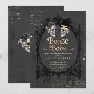 Invitación Partido Halloween para Adultos Booze O Boos De Cal