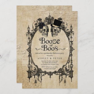 Invitación Partido Halloween para Adultos Booze O Boos De Cal