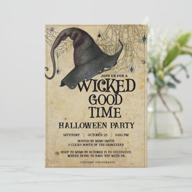 Invitación Partido Halloween para Adultos Vintage (Anverso de pie)
