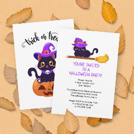 Invitación Partido Halloween Personalizado de gatos brutos ne