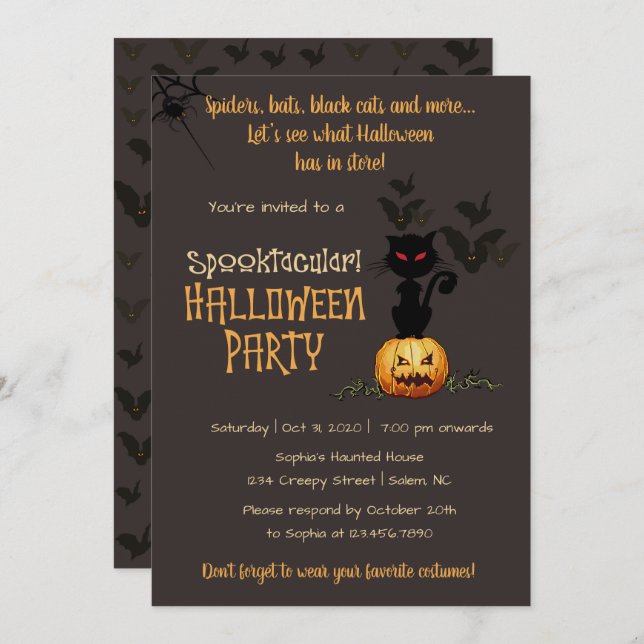 Invitación Partido Halloween Spooktacular (Anverso / Reverso)