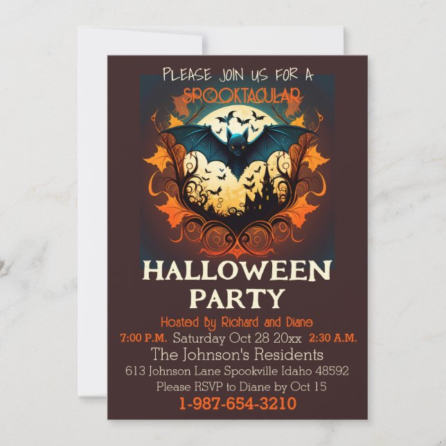Invitación Partido Halloween Spooktacular (Anverso)