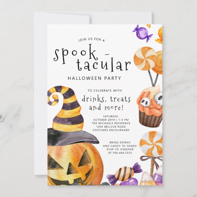 Invitación Partido Halloween Spooktacular (Anverso)