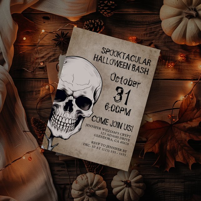 Invitación Partido Halloween Spooktacular (Set the mood for your eerie Halloween party with creepy invitations, perfect for a haunting night!)