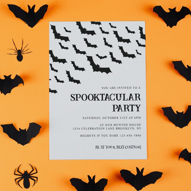 Invitación Partido Halloween Spooktacular Adulto Black White  (Subido por el creador)