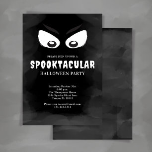 Invitación Partido Halloween Spooktacular Blanco y Negro