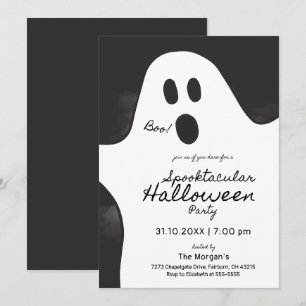 Invitación Partido Halloween Spooktacular de Fantasma Negra y