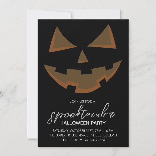 Invitación Partido Halloween Spooktacular Negro (Anverso)