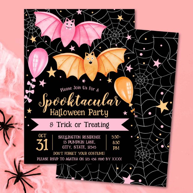 Invitación Partido Halloween Spooktacular y truco o tratamien (Spooktacular Halloween Party and Trick or Treating Invitation)