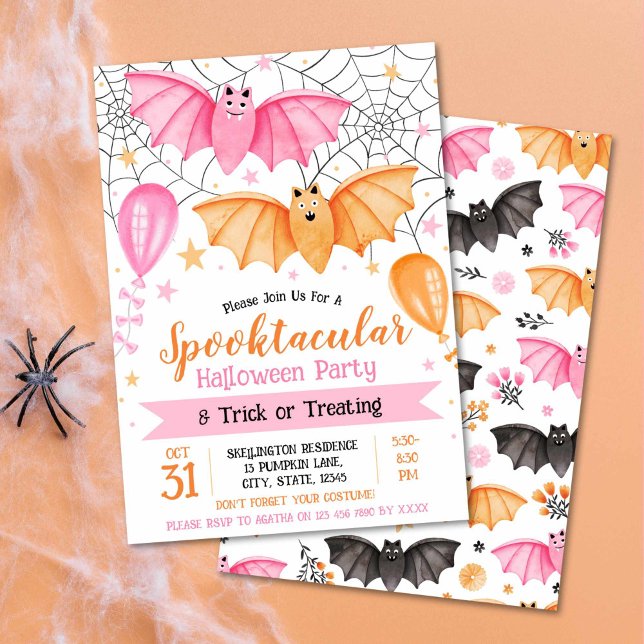 Invitación Partido Halloween Spooktacular y truco o tratamien (Spooktacular Halloween Party and Trick or Treating Invitation)