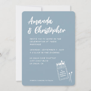 Invitación Partido hecho en el Boda azul turbio retro cielo
