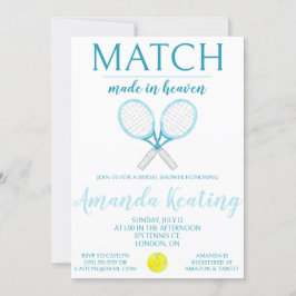 Invitación Partido hecho en el cielo, ducha de novia de tenis