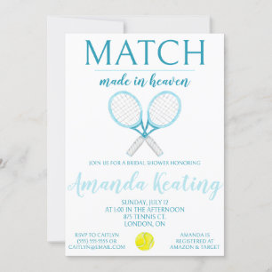 Invitación Partido hecho en el cielo, ducha de novia de tenis