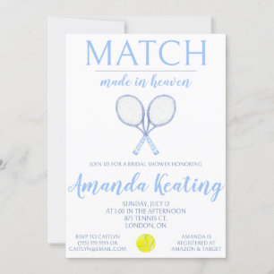 Invitación Partido hecho en el cielo, ducha de novia de tenis