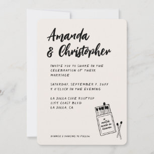Invitación Partido hecho en el cielo retro elegante Boda negr