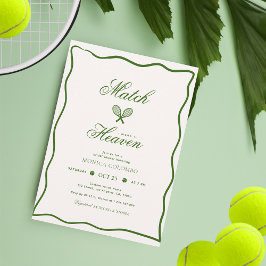 Invitación Partido hecho en el cielo, tema del tenis, ducha d