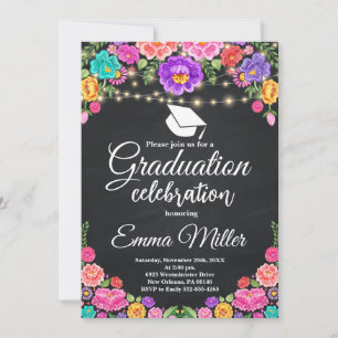 Invitación Partido Mexicano de Graduación de Cartón Floral