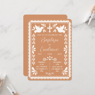 Invitación Partido Mexicano del Bautismo Papel Picado