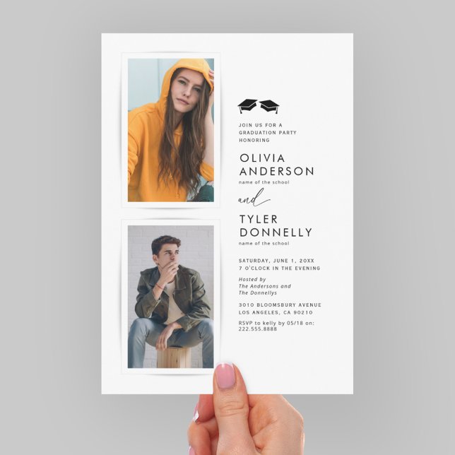 Invitación Partido minimalista de doble graduación (Subido por el creador)