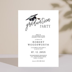 Invitación Partido minimalista Moderno de Graduación Simple d