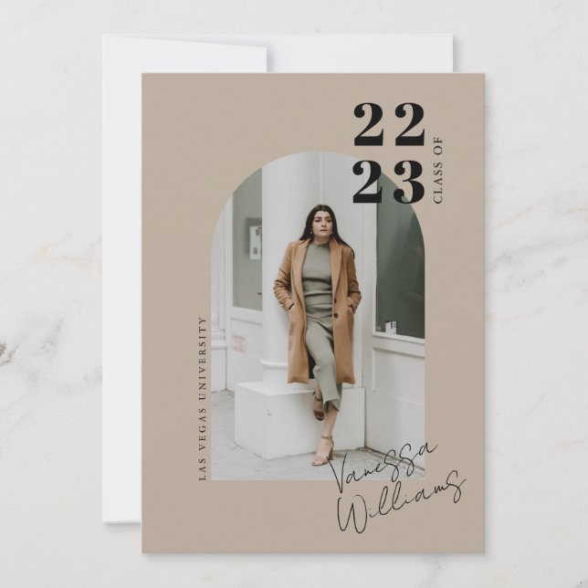 Invitación Partido Moderno de Graduación de Foto Arco Minimal (Anverso)