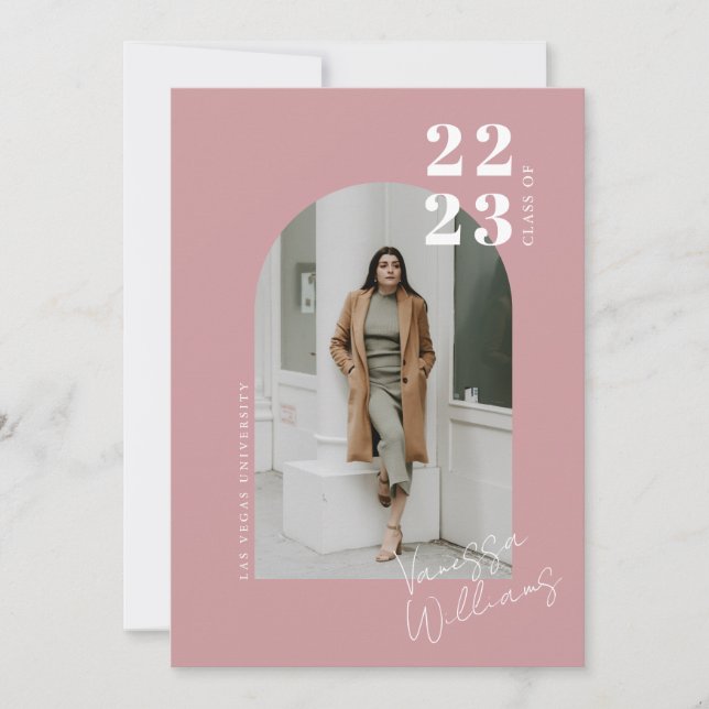 Invitación Partido Moderno de Graduación de Foto Arco Minimal (Anverso)