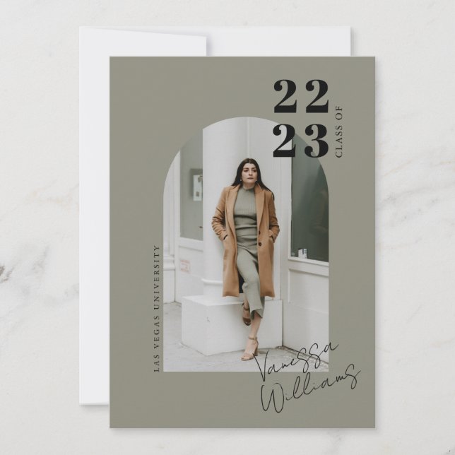 Invitación Partido Moderno de Graduación de Foto Arco Minimal (Anverso)