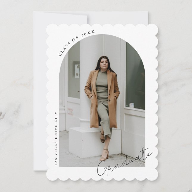 Invitación Partido Moderno de Graduación de Foto Arco Minimal (Anverso)