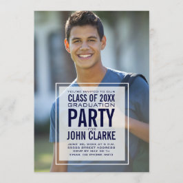Invitación Partido moderno de graduación de fotografía mascul