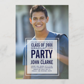 Invitación Partido moderno de graduación de fotografía mascul