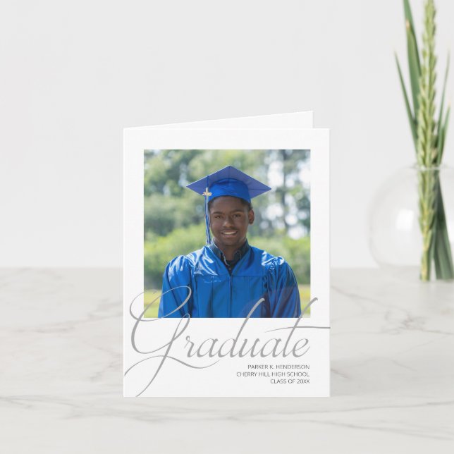 Invitación Partido moderno de graduación de fotografías en bl (Anverso)