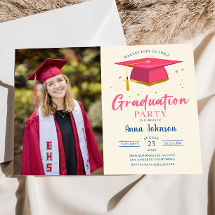 Invitación Partido moderno de graduación de fotografías en gu