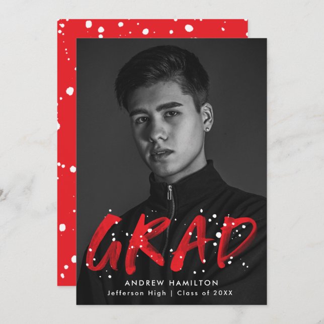 Invitación Partido moderno de graduación de fotos de pintura  (Anverso / Reverso)