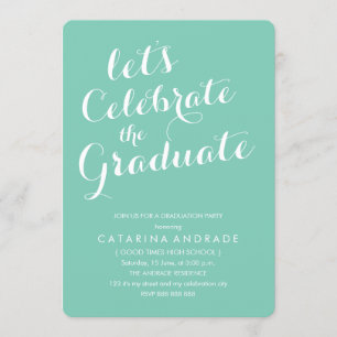 Invitación Partido moderno de graduación fotográfica Aqua Whi