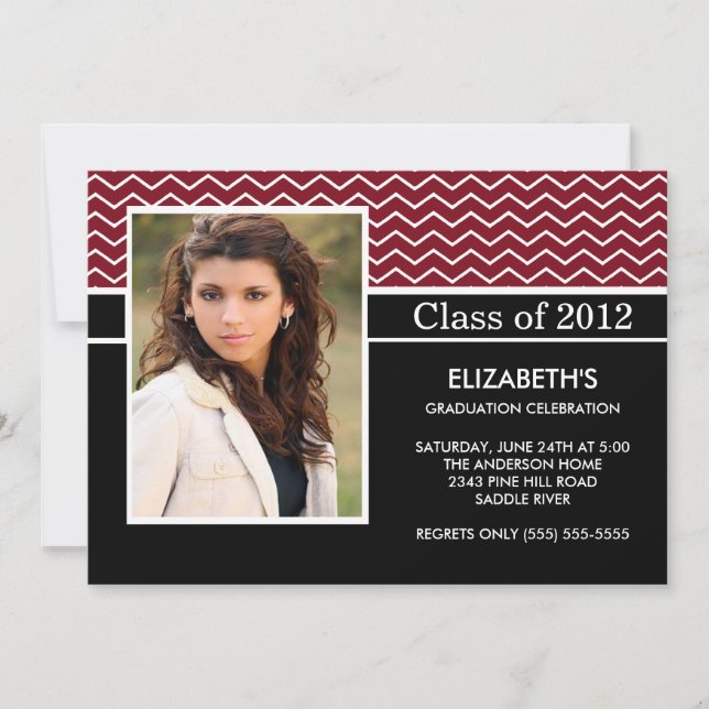 Invitación Partido moderno de graduación fotográfica de Chevr (Anverso)
