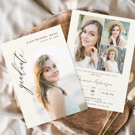 Invitación Partido Moderno Neutral de Graduación de Fotografí