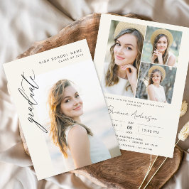 Invitación Partido Moderno Neutral de Graduación de Fotografí