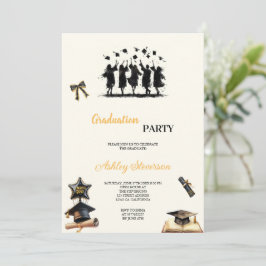 INVITACIÓN PARTIDO MODERNO Y ELEGANTE DEL ORO Y LA GRADUACIÓN