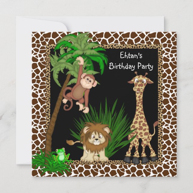 Invitación Partido Nacimiento Safari para Niños (Anverso)