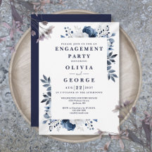 Partido Navy Blue Elegant Floral Engagement
