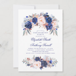 Invitación Partido Navy Floral Elegante y Moderno de Particip