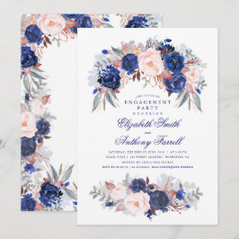 Invitación Partido Navy Floral Elegante y Moderno de Particip